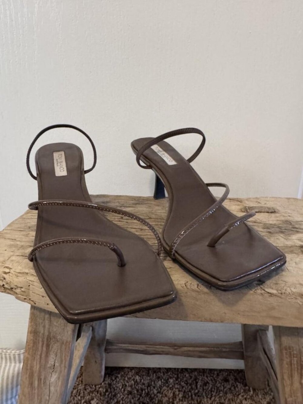 Tony Bianco Brown Strappy Square Toe Heeled Sandals 38